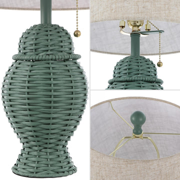 Margie Wicker 20.5" Bohemian Rustic Iron LED Table Lamp - JONATHAN Y